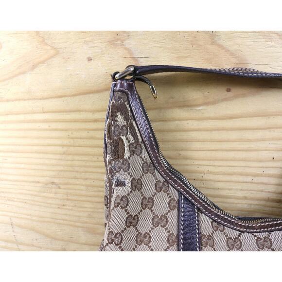 Vintage Gucci GG Royal Canvas Leather Hobo Dark Brown Medium Logo Handbag - Picture 15 of 16